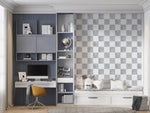 MUNKS & ME-Papier Peint Chambre Enfant à Motif Répété - À Carreaux Billys | Bleu