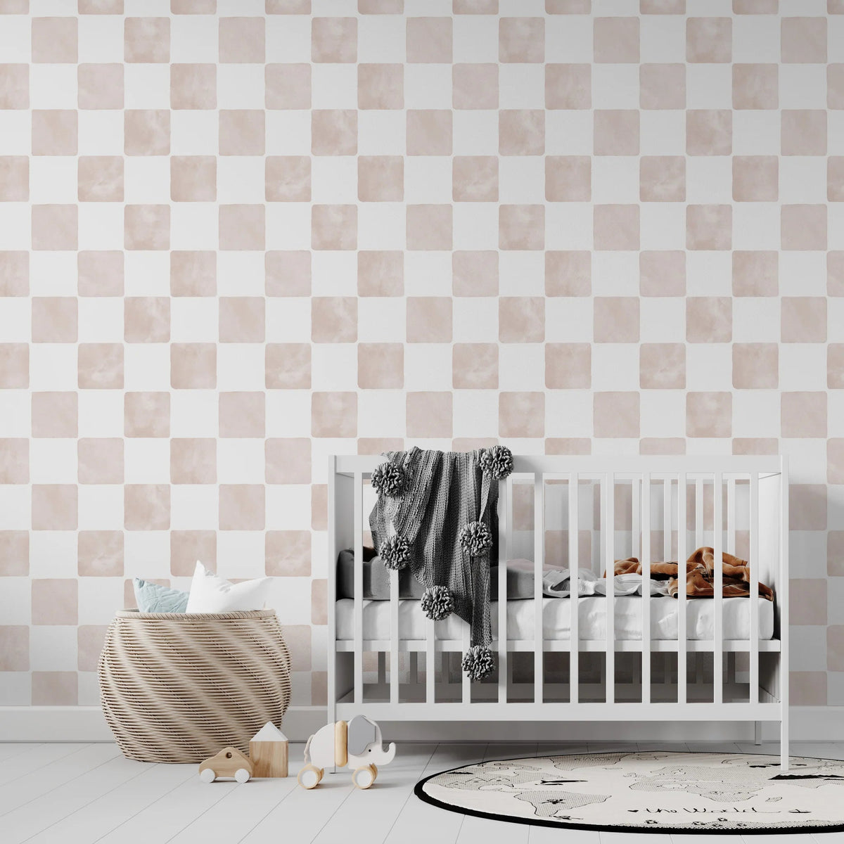MUNKS & ME-Papier Peint Chambre Enfant à Motif Répété - À Carreaux Billys | Rose