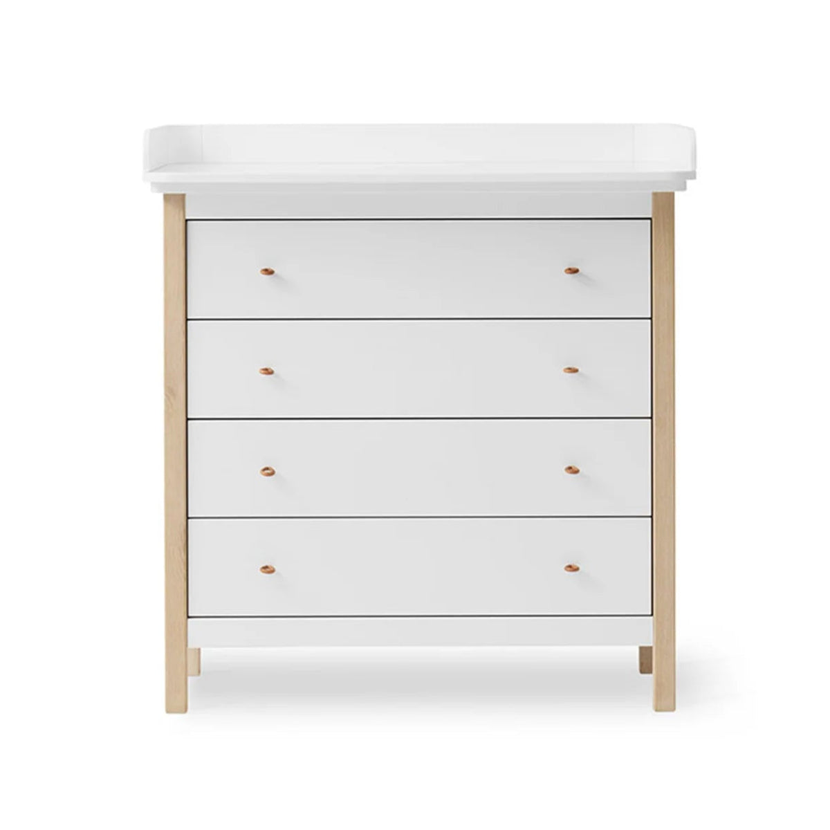 OLIVER FURNITURE-Commode à Langer 4 Tiroirs Wood, Blanc/Chêne