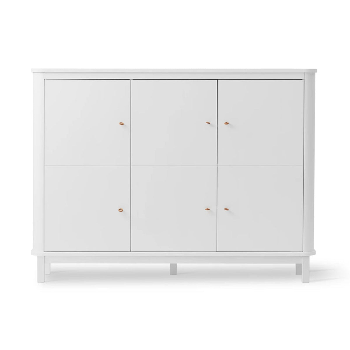 OLIVER FURNITURE-Armoire Multi-Rangement 3 Portes Wood, Blanc