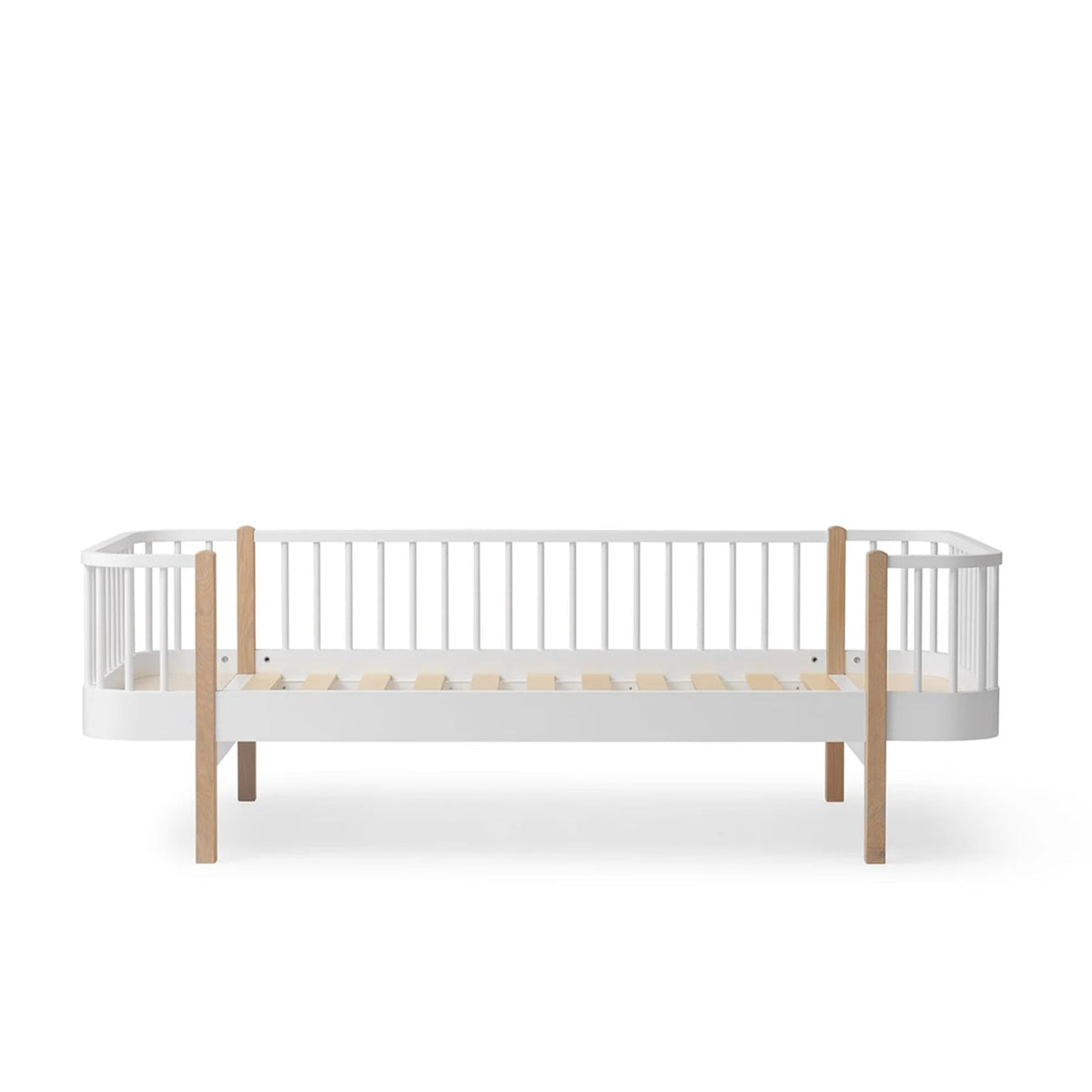 OLIVER FURNITURE-Lit Banquette Wood Original, Blanc/Chêne