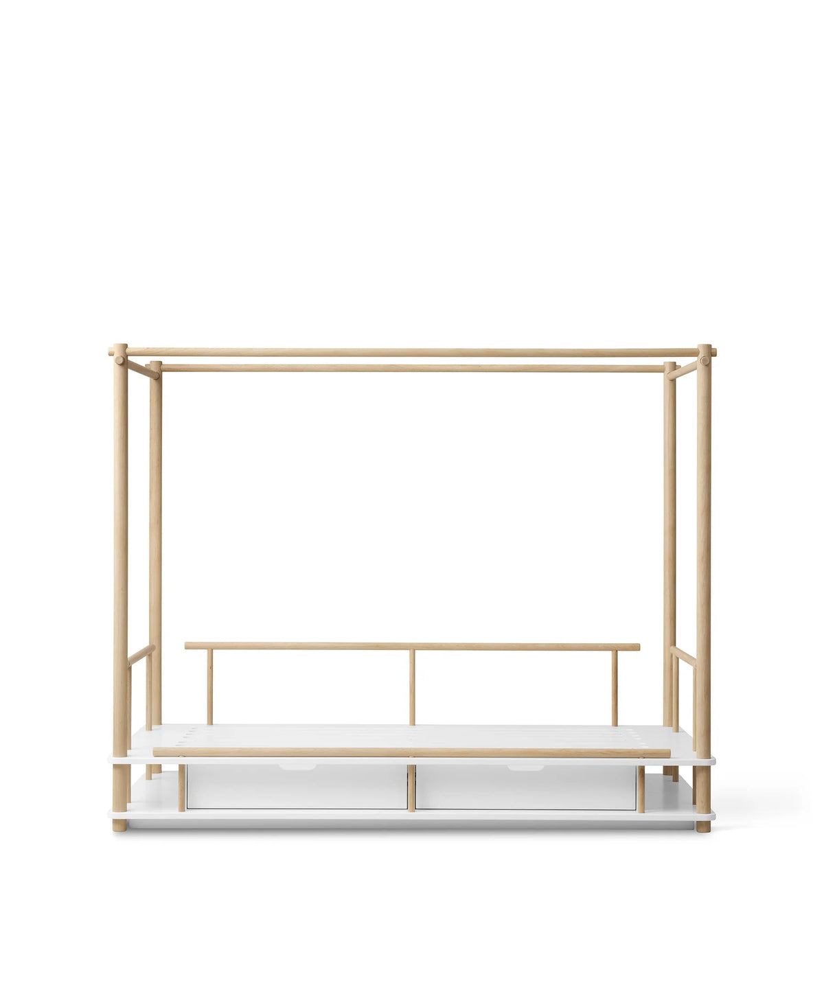 OLIVER FURNITURE-Lit à Baldaquin Camp, Blanc/Chêne 90 x 180 cm