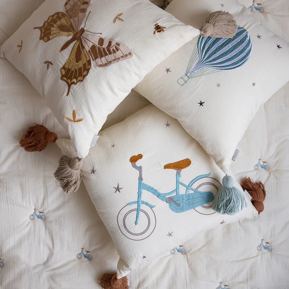CAM CAM-Coussin Brodé Pour Enfants - Ocs -Vélo
