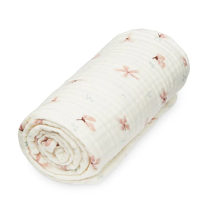CAM CAM-Couverture Pour Bébé En Mousseline - Gots Windflower Crème