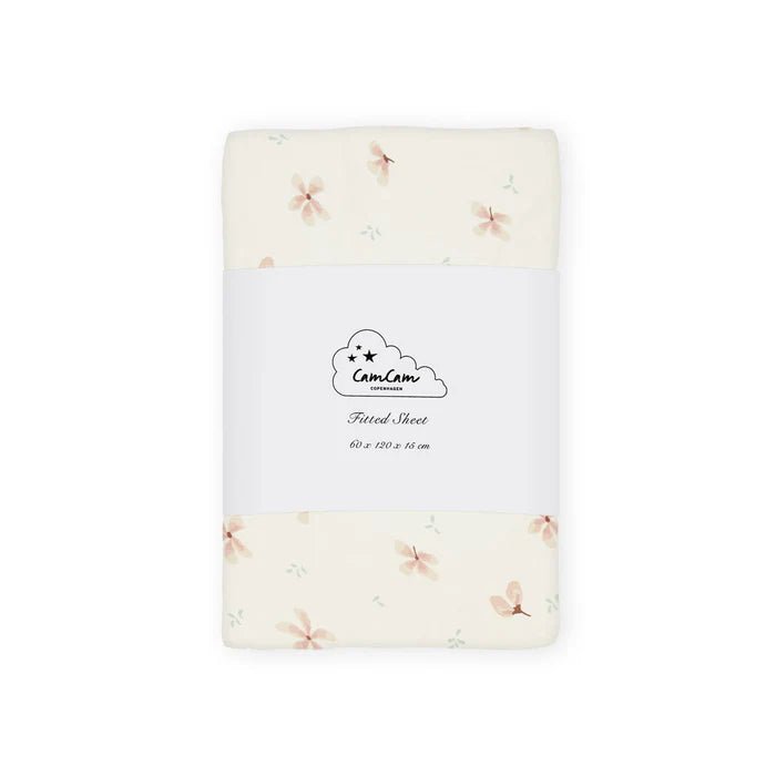 CAM CAM-Drap-Housse, 60 x 120 Cm - Gots Windflower Crème