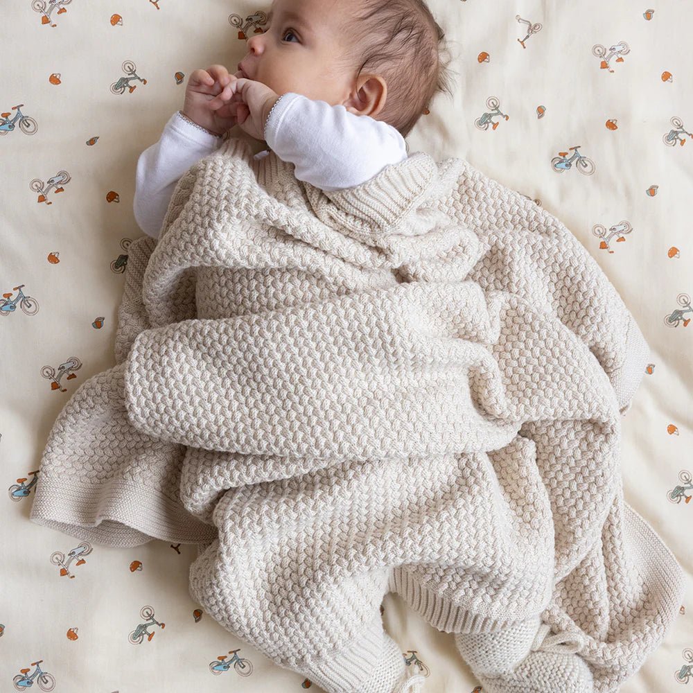 CAM CAM-Plaid Bébé En Tricot Harper - Gots - Blanc Cassé