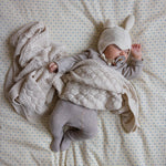 CAM CAM-Plaid Bébé En Tricot Pointelle - Gots - Blanc Cassé