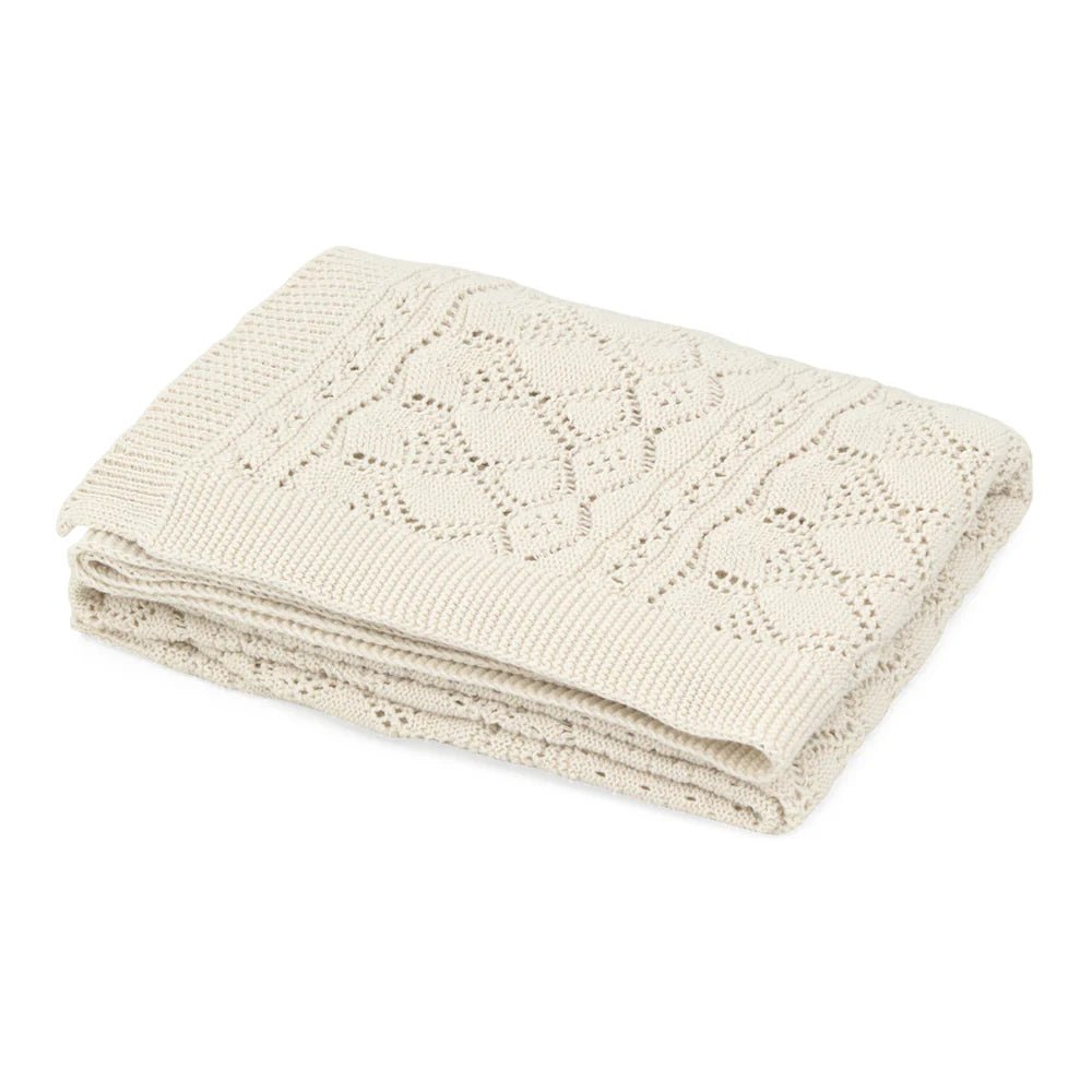 CAM CAM-Plaid Bébé En Tricot Pointelle - Gots - Blanc Cassé
