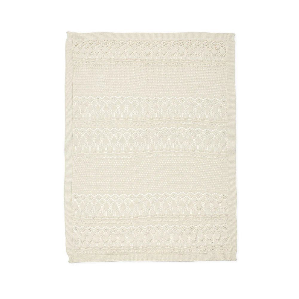 CAM CAM-Plaid Bébé En Tricot Pointelle - Gots - Blanc Cassé