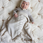 CAM CAM-Plaid Bébé En Tricot Pointelle - Gots - Blanc Cassé