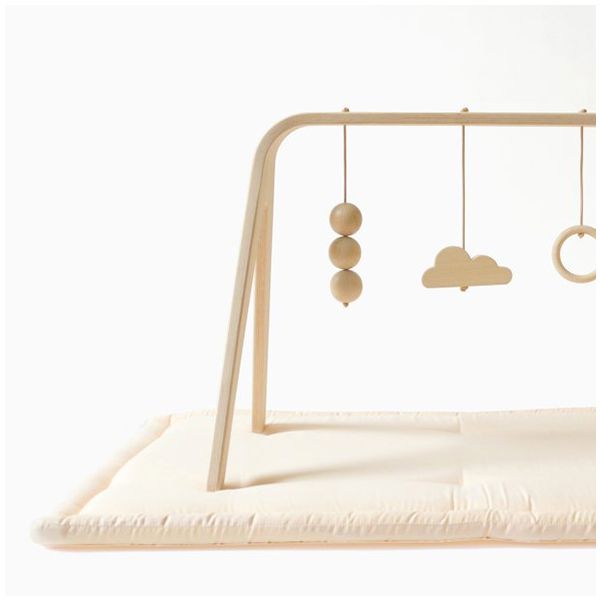 CHARLIE CRANE-Set d'Éveil Complet : Tapis TAMI Milk + Arche NAHO & Jouets en Bois