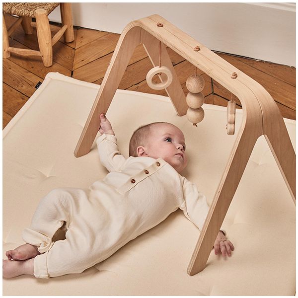 CHARLIE CRANE-Set d'Éveil Complet : Tapis TAMI Milk + Arche NAHO & Jouets en Bois