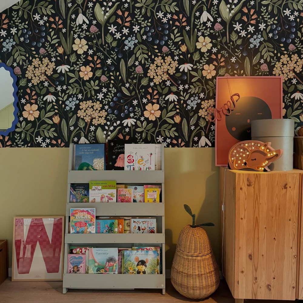 DEKORNIK-Papier Peint Pour Enfants Bleu Marine Champ De Fleurs