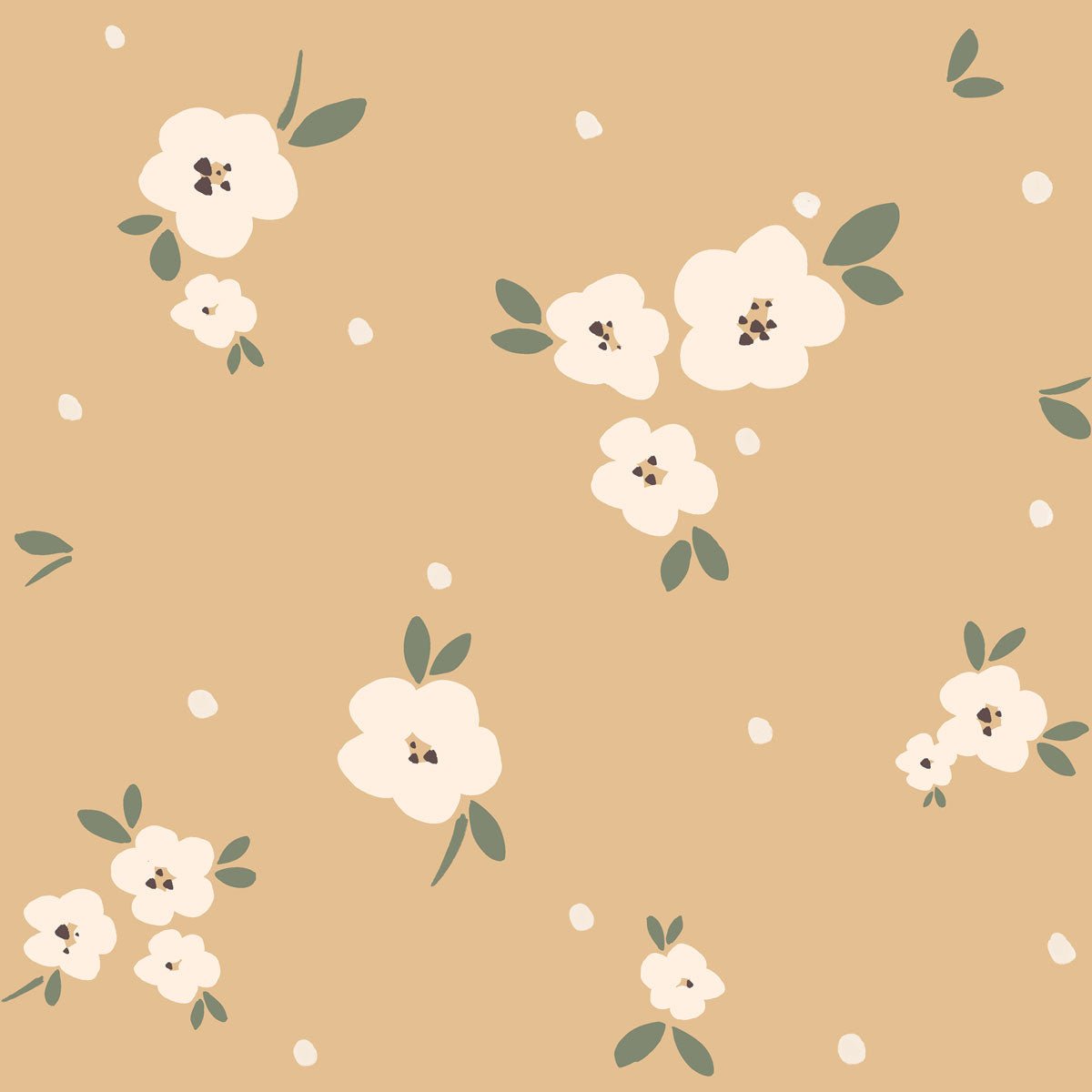 DEKORNIK-Papier Peint Pour Enfants Floral Draw Beige