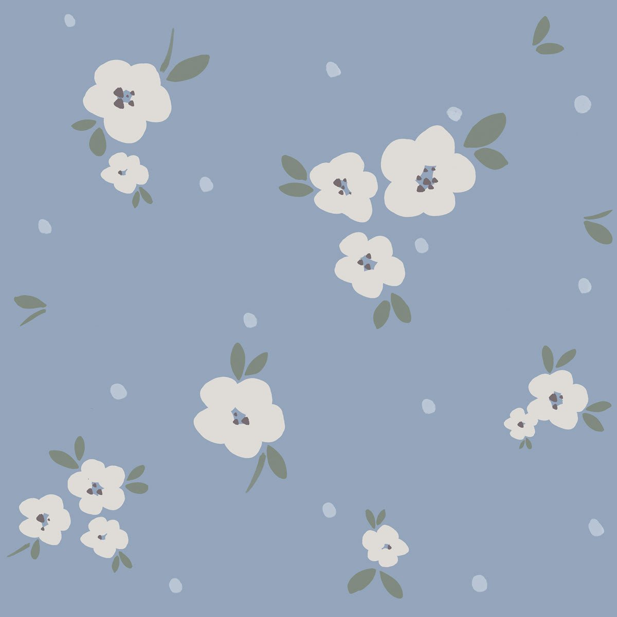 DEKORNIK-Papier Peint Pour Enfants Floral Draw Bleu