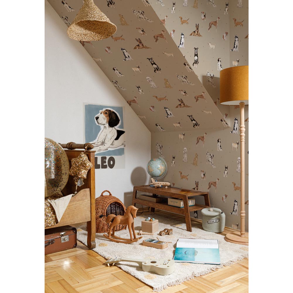 DEKORNIK-Papier Peint Pour Enfants Les Chiens Sont Le Meilleur - Beige