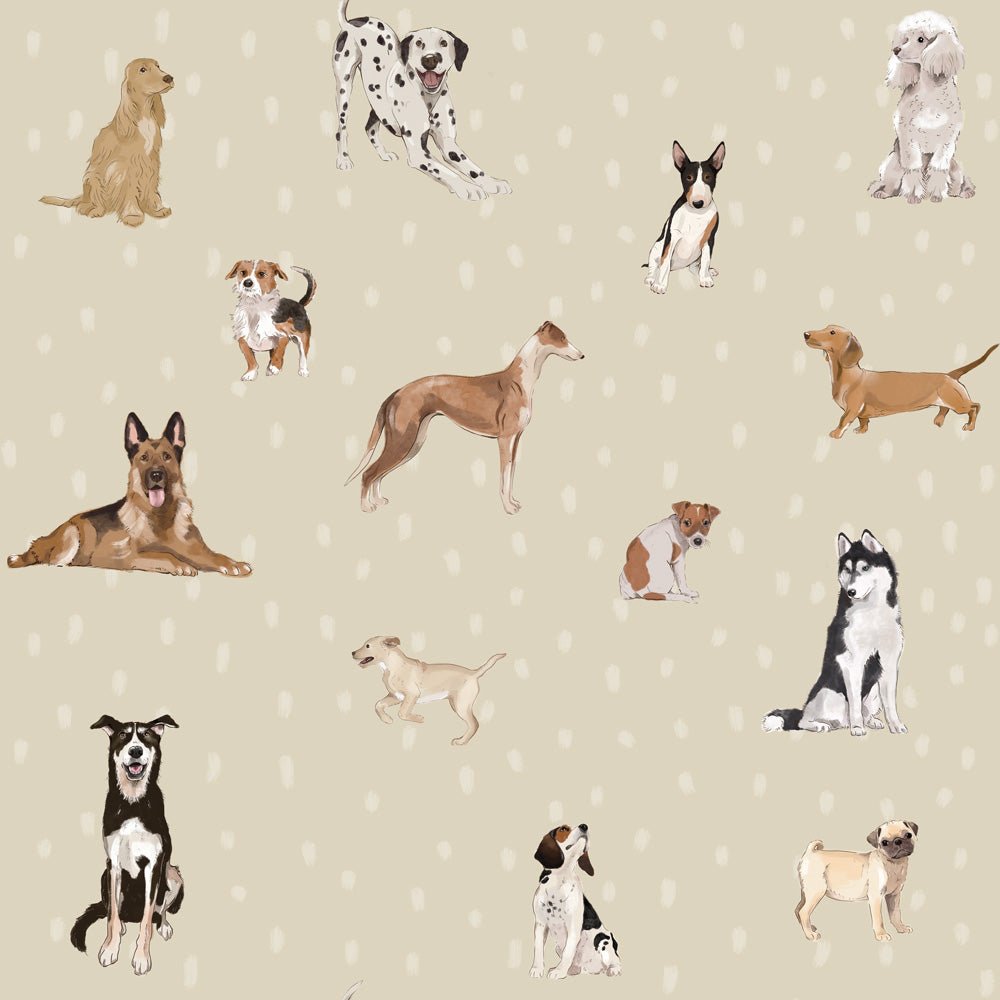 DEKORNIK-Papier Peint Pour Enfants Les Chiens Sont Le Meilleur - Beiges À Pois