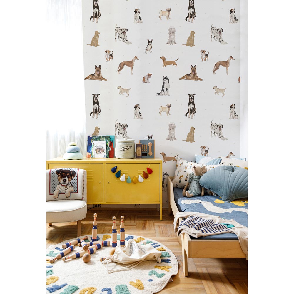 DEKORNIK-Papier Peint Pour Enfants Les Chiens Sont Le Meilleur - Blanc