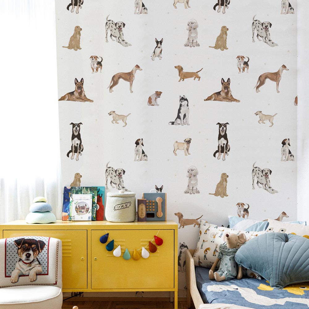 DEKORNIK-Papier Peint Pour Enfants Les Chiens Sont Le Meilleur - Blanc