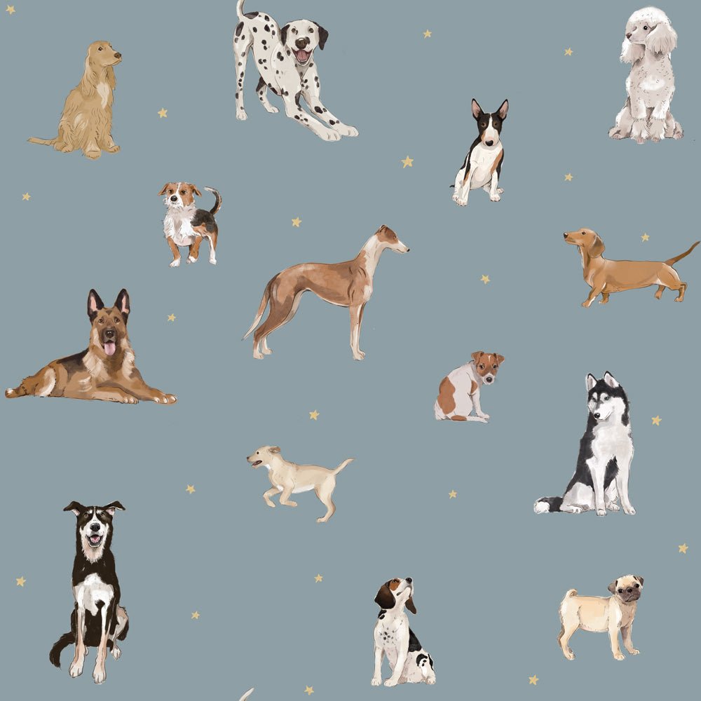 DEKORNIK-Papier Peint Pour Enfants Les Chiens Sont Le Meilleur - Bleu