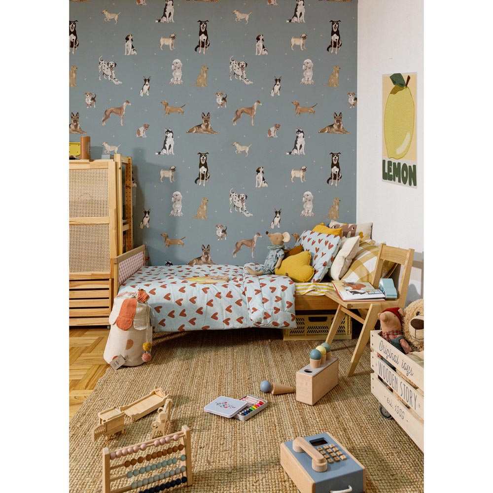 DEKORNIK-Papier Peint Pour Enfants Les Chiens Sont Le Meilleur - Bleu