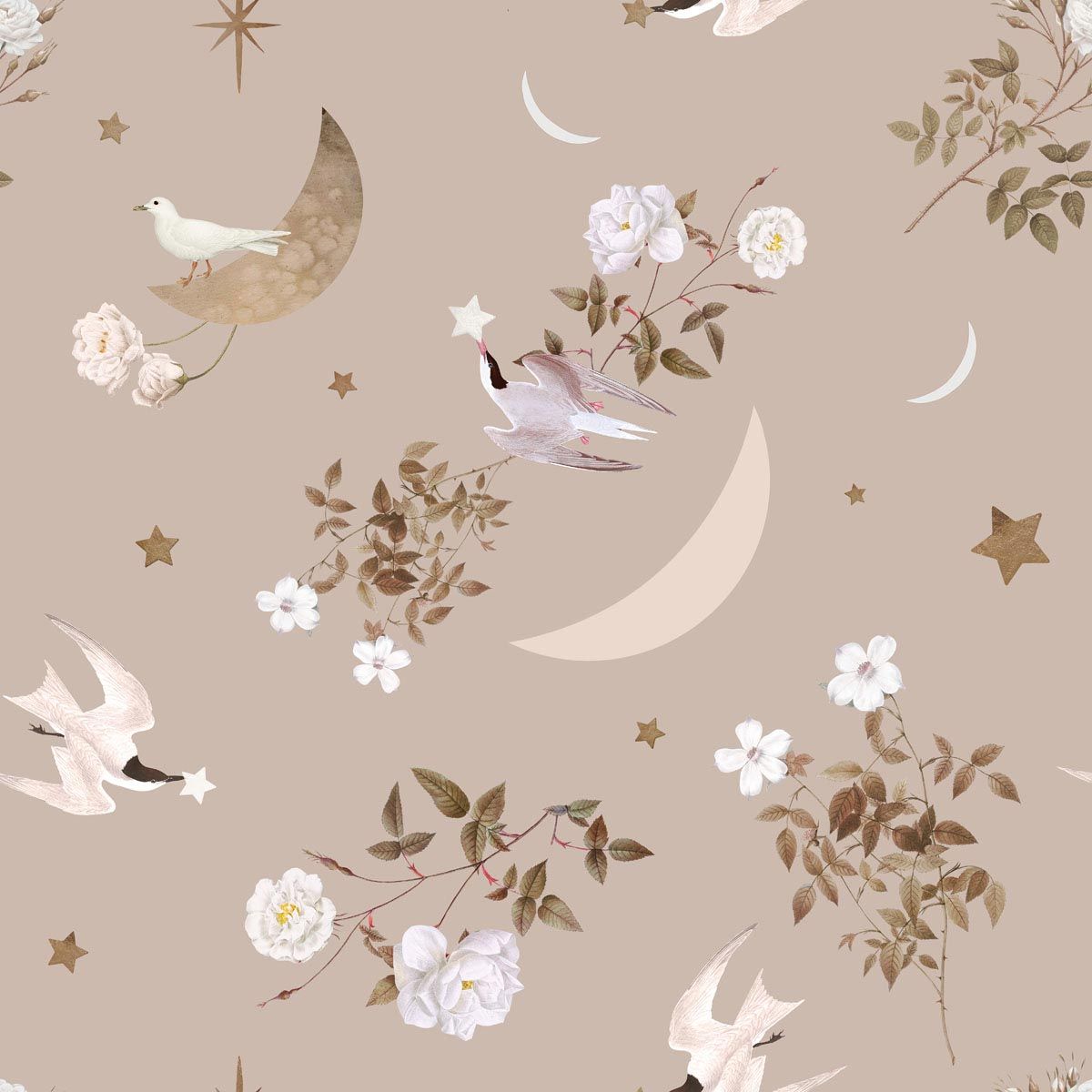 DEKORNIK-Papier Peint Pour Enfants Oiseaux Dans Le Ciel Nocturne