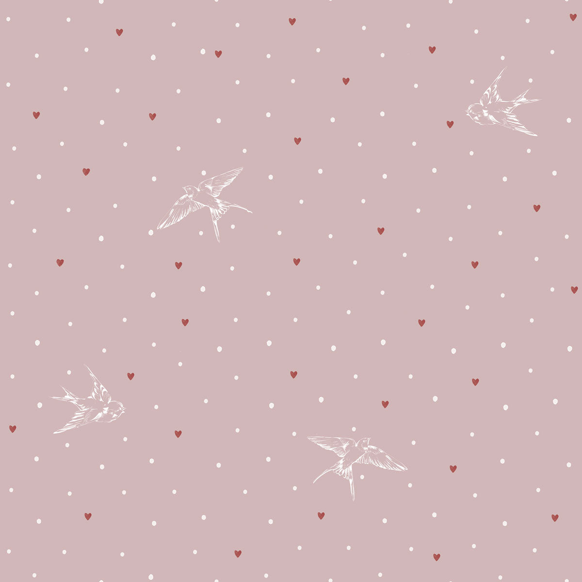 DEKORNIK-Papier Peint Pour Enfants Rose Hirondelles