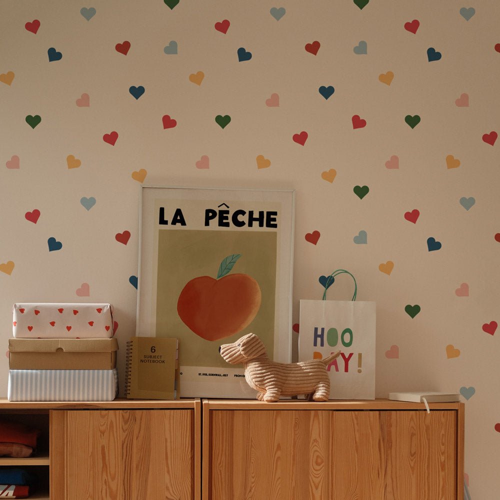DEKORNIK-Papier Peint Pour Enfants Toutes Les Couleurs Cœurs