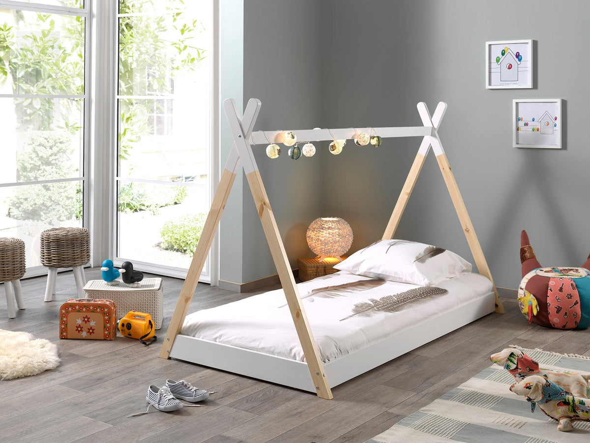 VIPACK-Lit TIPI 90x200cm Blanc + Matelas Basic Cool 10x90x200cm