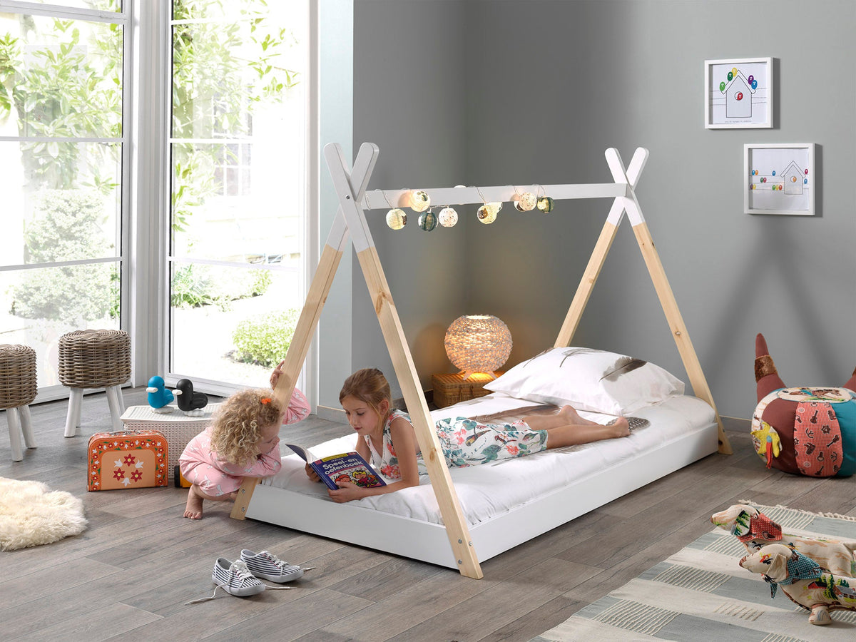 VIPACK-Lit TIPI 90x200cm Blanc + Matelas Basic Cool 10x90x200cm