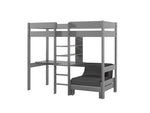 Lit Mezzanine PINO Avec Fauteuil 90 X 200 cm Gris VIPACK