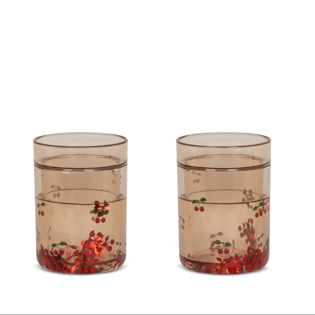 KONGES SLØJD-Paquet De 2 Gobelets À Paillettes - Cerise