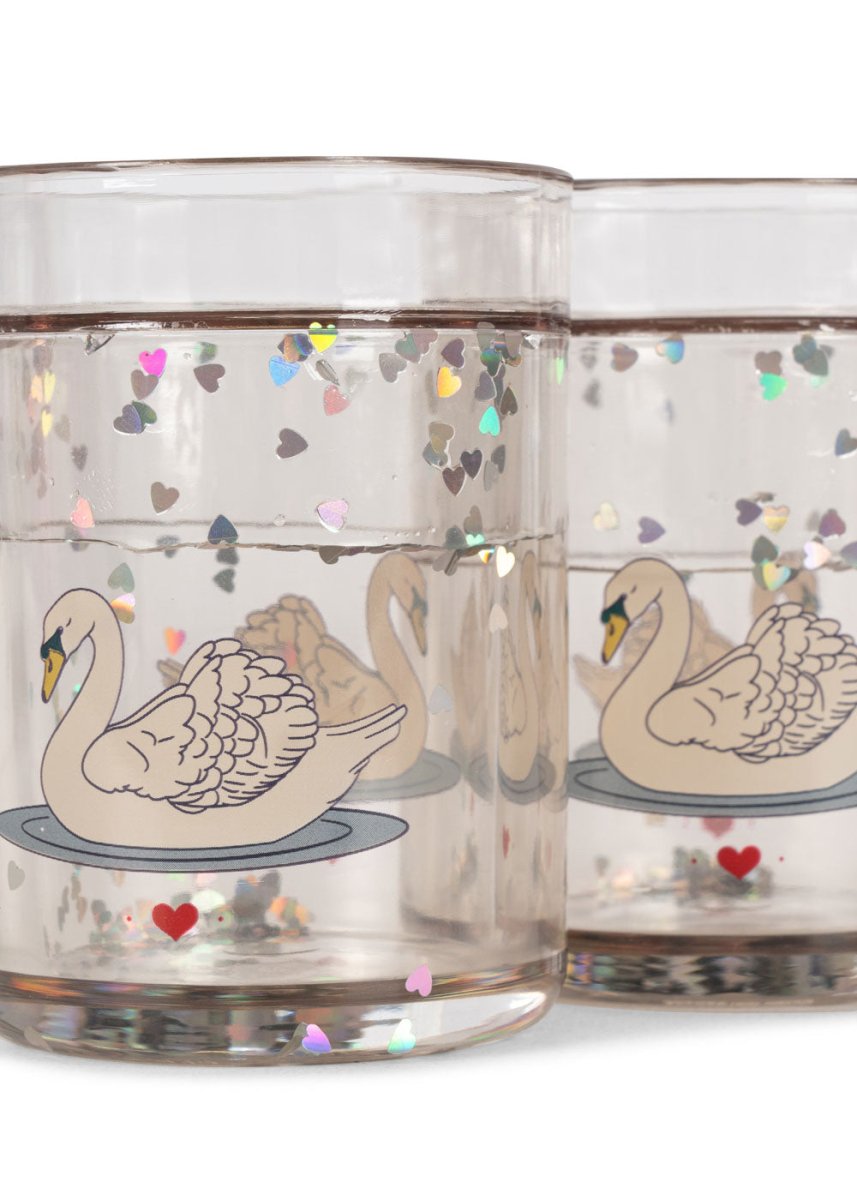 KONGES SLØJD-Paquet De 2 Gobelets À Paillettes - Cygne Blanc Cassé