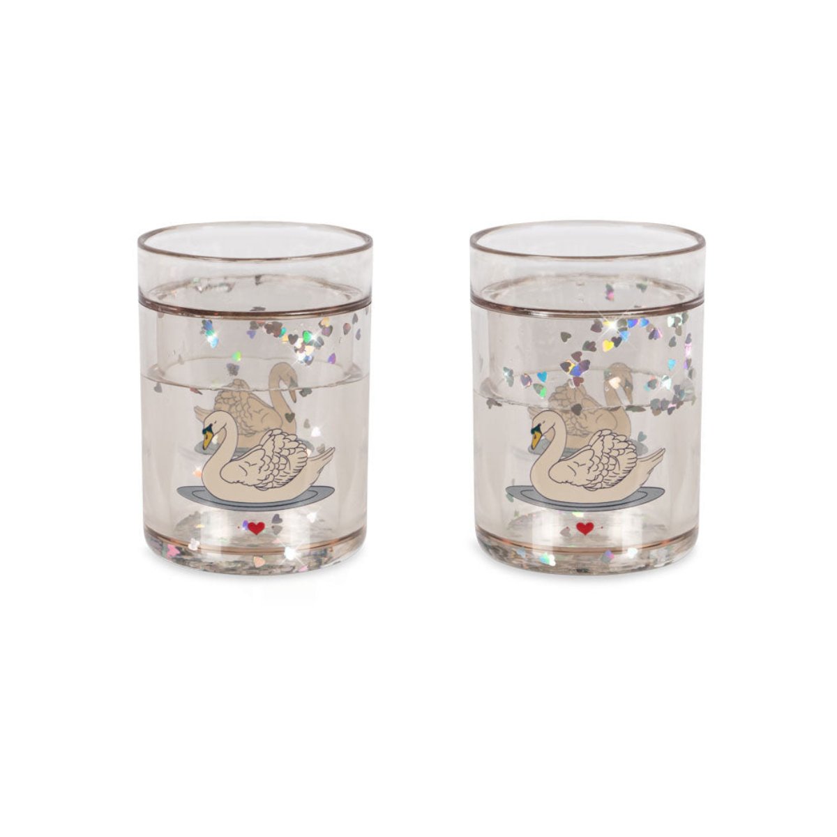 KONGES SLØJD-Paquet De 2 Gobelets À Paillettes - Cygne Blanc Cassé