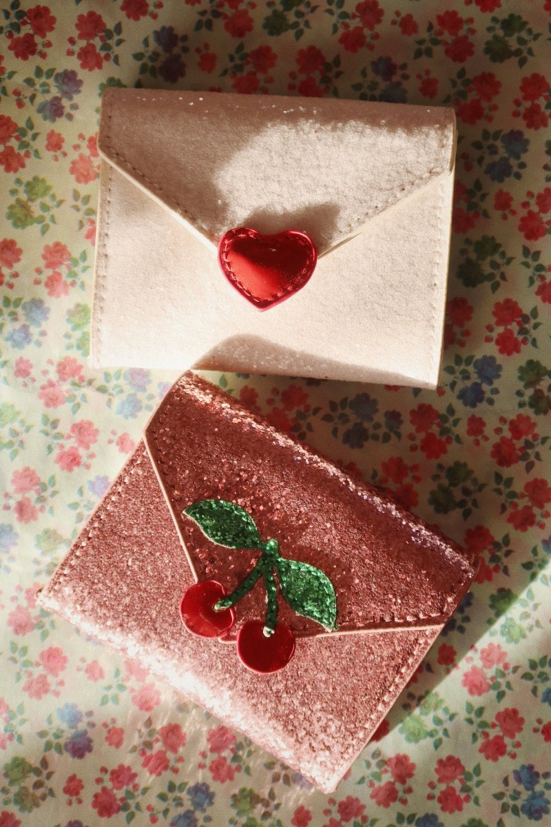 KONGES SLØJD-Portefeuille Lettre D'amour - Paillettes Rose