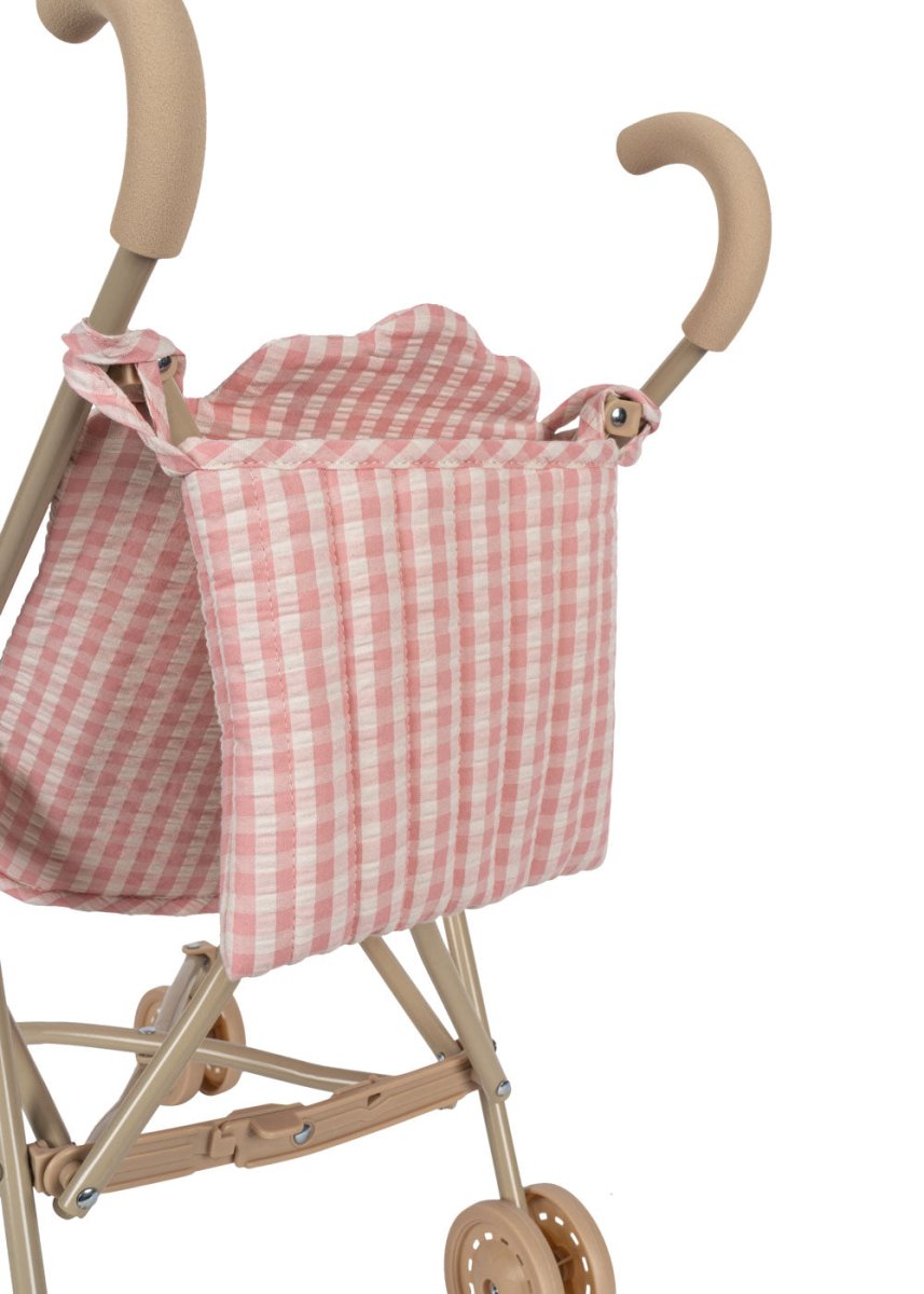 KONGES SLØJD-Poussette De Poupée - Carreaux Rose Poudre