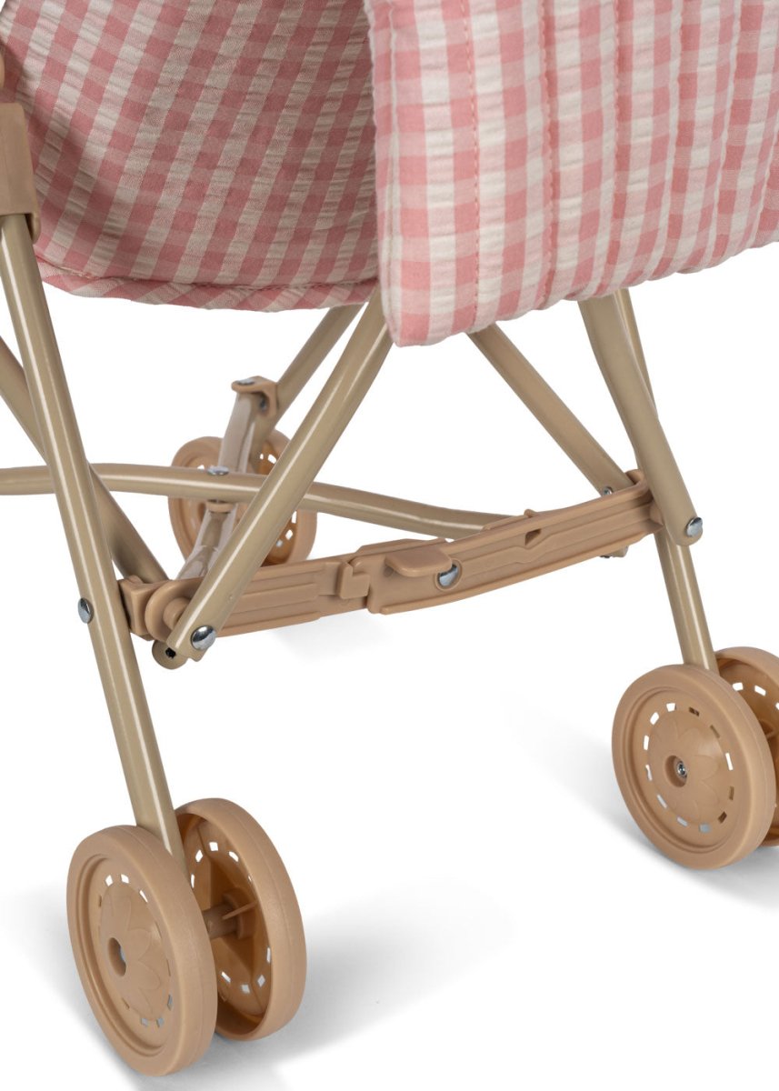 KONGES SLØJD-Poussette De Poupée - Carreaux Rose Poudre