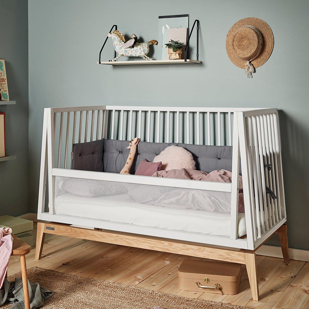 LEANDER-Lit Bébé Luna, 140x70 Cm, Blanc/chêne