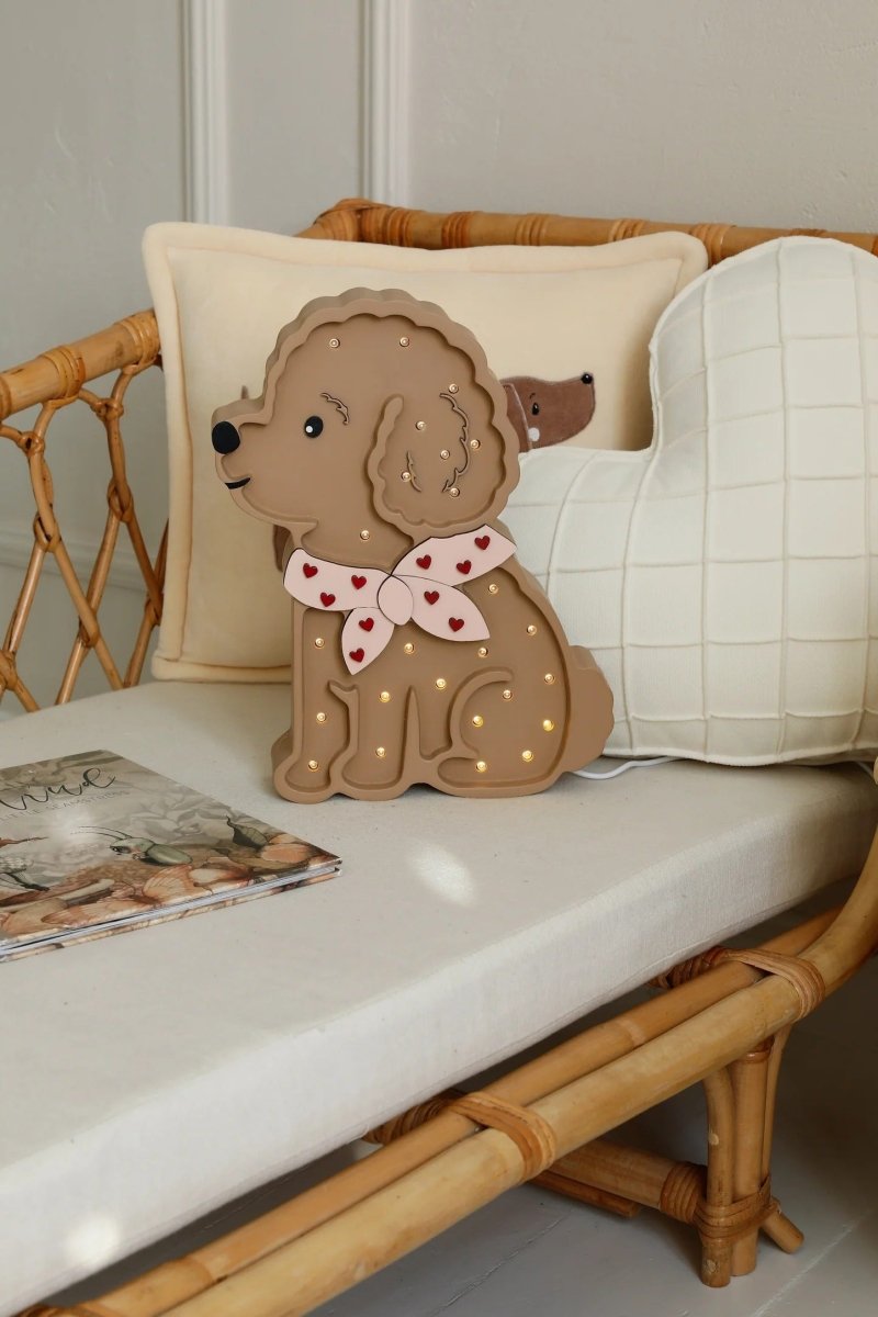 LITTLE LIGHTS-Veilleuse Little Lights - Caniche Lotta | Cœurs Rouges sur Rose