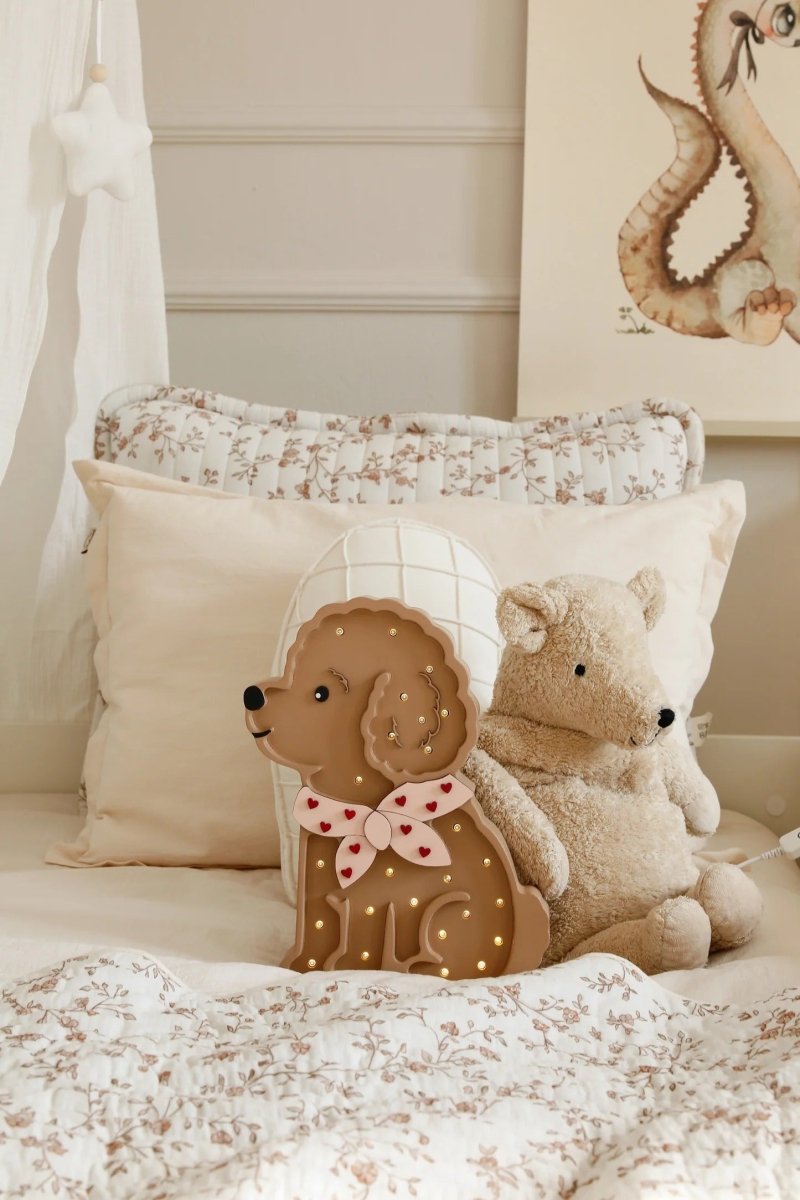 LITTLE LIGHTS-Veilleuse Little Lights - Caniche Lotta | Cœurs Rouges sur Rose