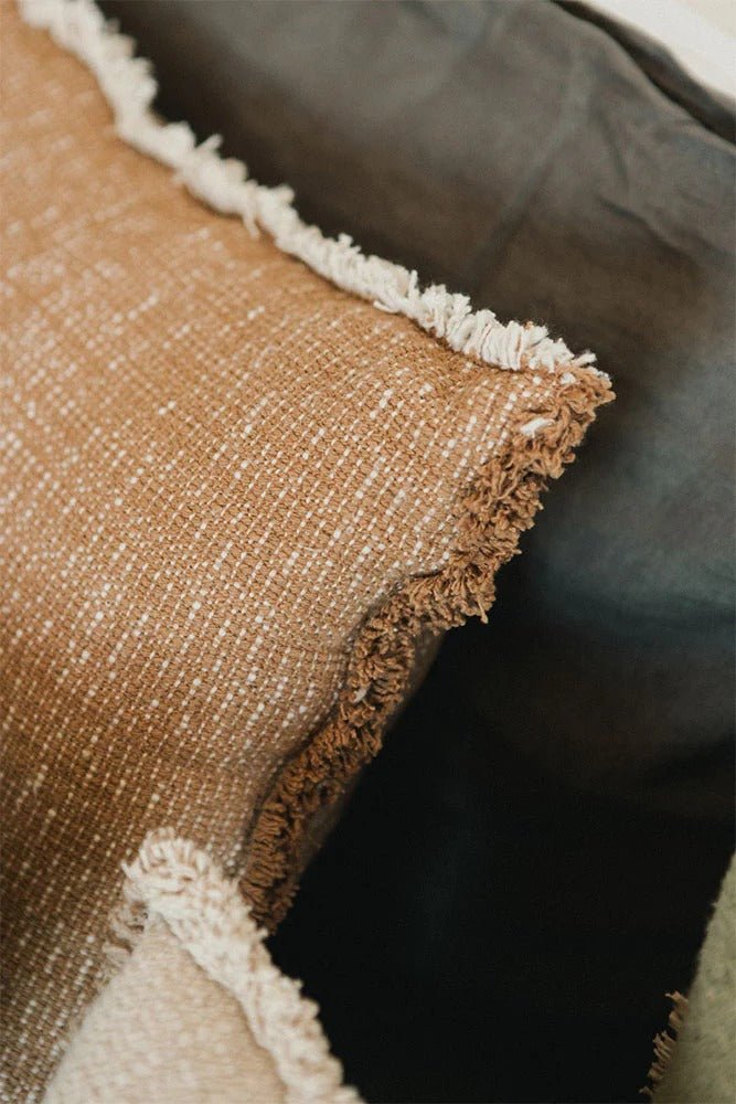 LORENA CANALS-Coussin Carré Tissé Main Ocre