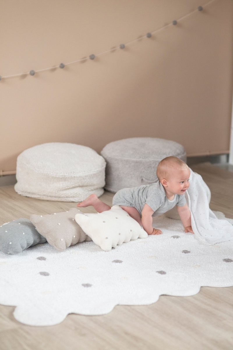 LORENA CANALS-Coussin Tricoté Biscuit Dune Blanc