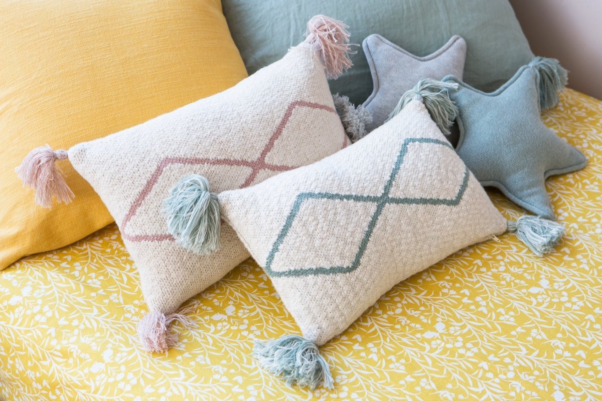 LORENA CANALS-Coussin Tricoté Little Oasis Nat - Indus Blue