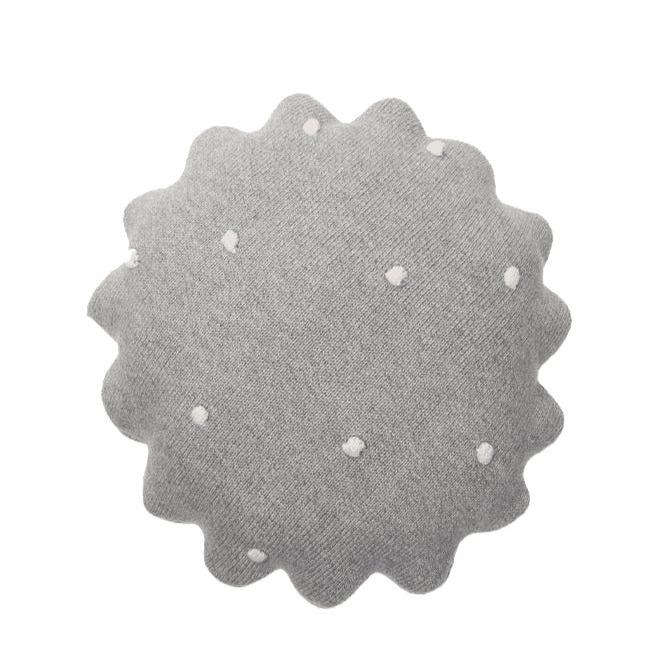 LORENA CANALS-Coussin Tricoté Rond Biscuit Gris