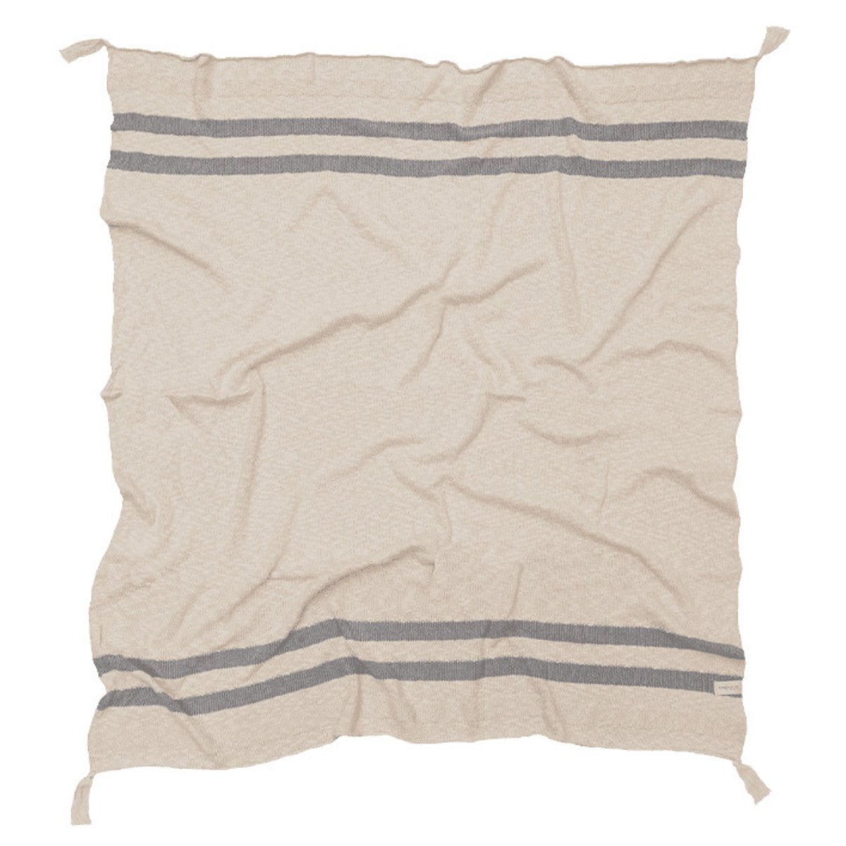 LORENA CANALS-Couverture Tricot Stripes Naturel-Gris