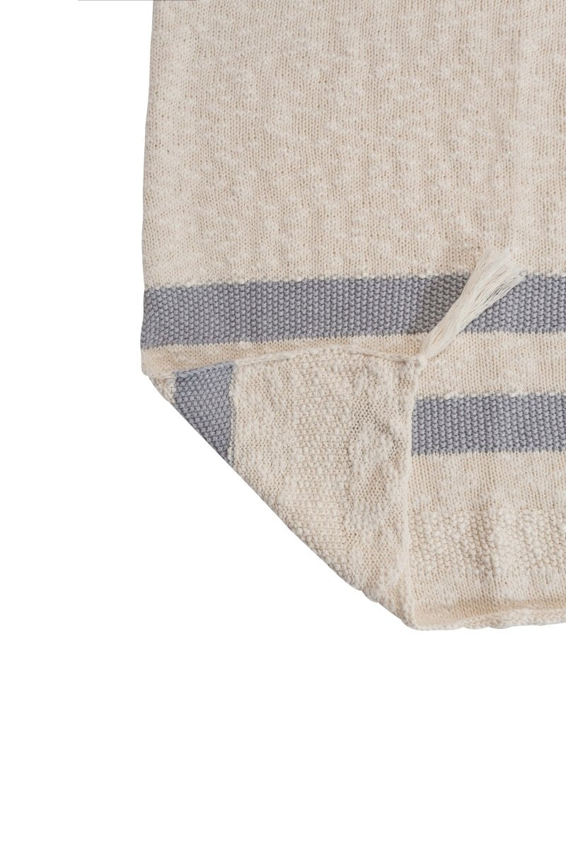 LORENA CANALS-Couverture Tricot Stripes Naturel-Gris