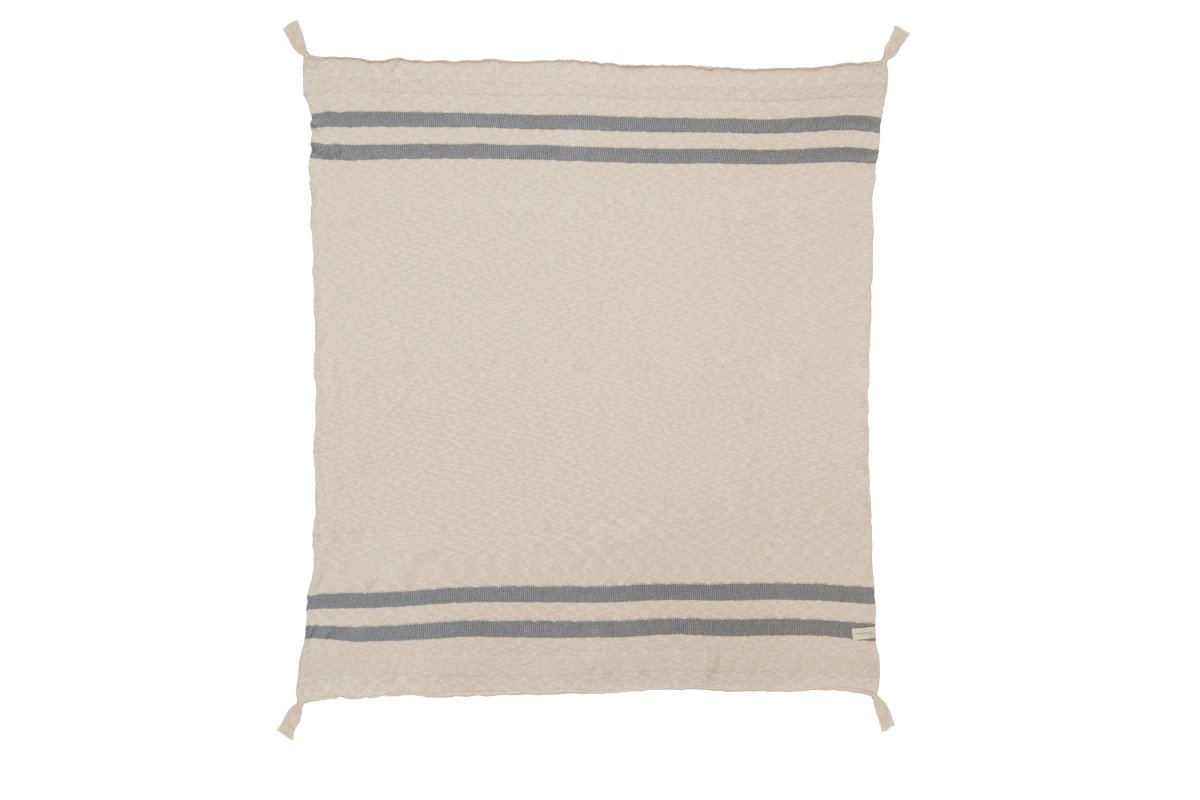 LORENA CANALS-Couverture Tricot Stripes Naturel-Gris