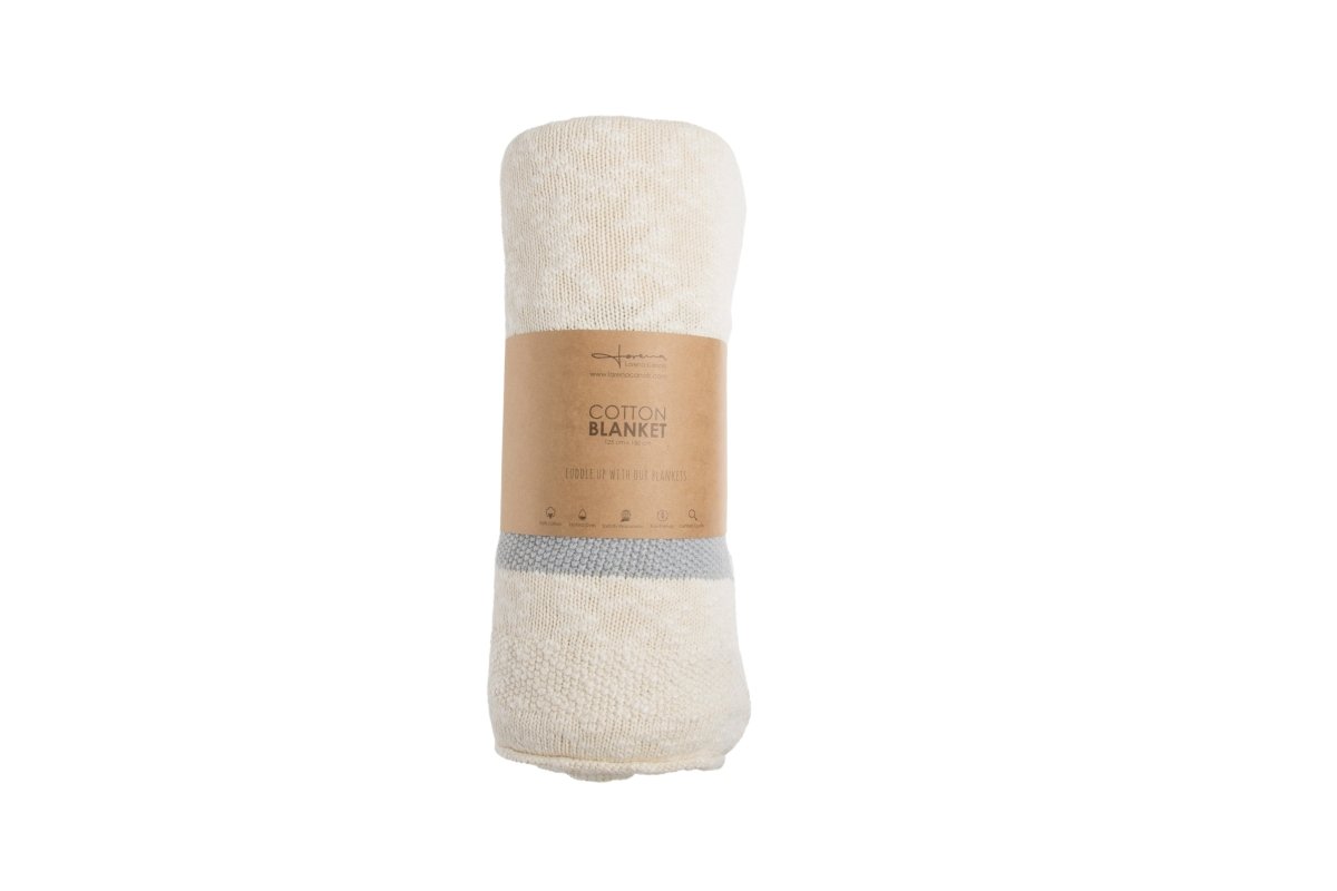 LORENA CANALS-Couverture Tricot Stripes Naturel-Gris