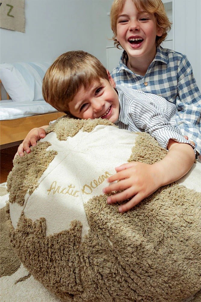 LORENA CANALS-Pouf Carte Du Monde En Tissu Recyclé