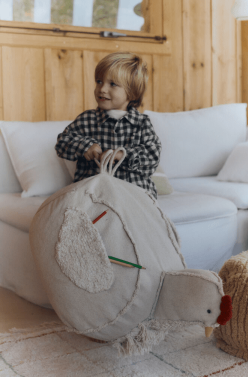 LORENA CANALS-Pouf Pour Enfants en Forme de Poulet - Naturel